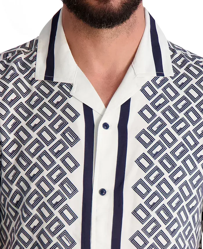 KARL LAGERFELD PARIS Men's Double L Short-Sleeve Shirt Men's Fashion & Accessories