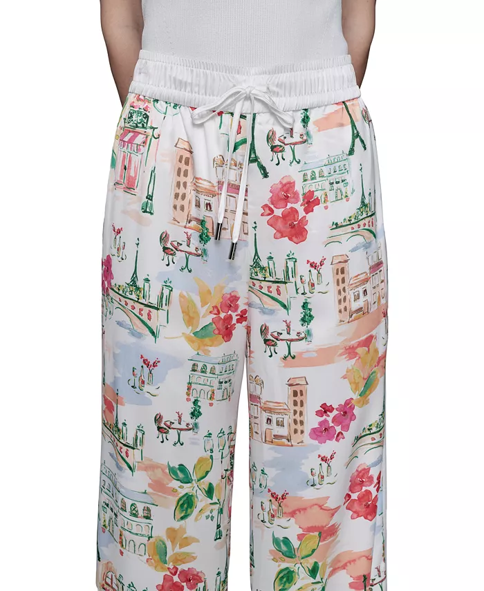 KARL LAGERFELD PARIS Petite Multi-Print Soft Pants Women's Fashion Shoes & Accessories