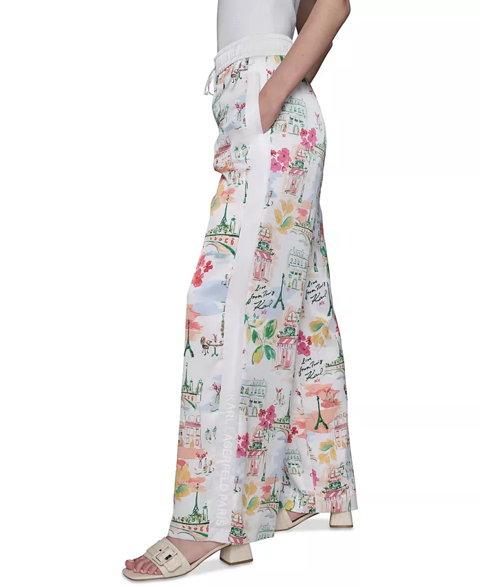 KARL LAGERFELD PARIS Petite Multi-Print Soft Pants Women's Fashion Shoes & Accessories