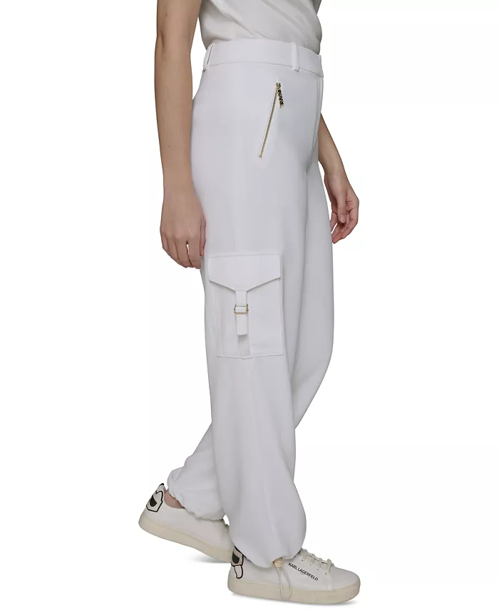 KARL LAGERFELD PARIS Women's Adjustable Bungee-Hem Cargo Pants Women's Fashion Shoes & Accessories