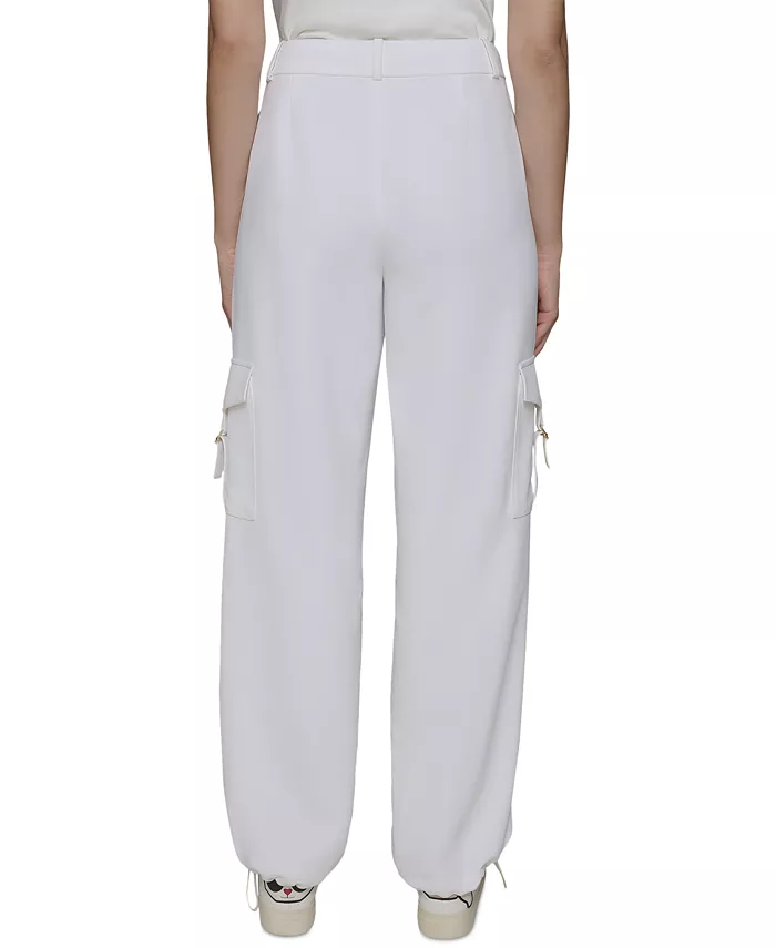 KARL LAGERFELD PARIS Women's Adjustable Bungee-Hem Cargo Pants Women's Fashion Shoes & Accessories