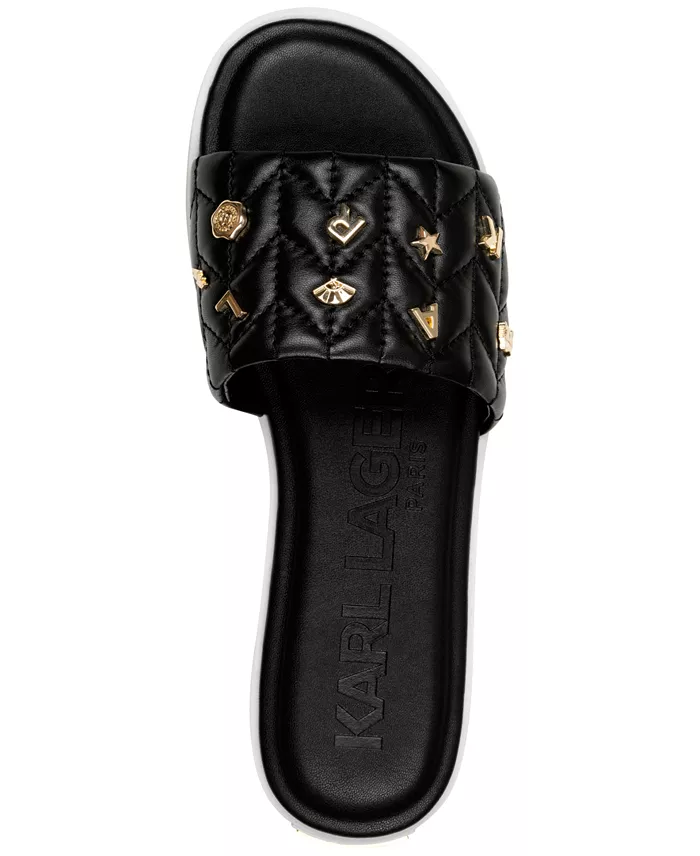 KARL LAGERFELD PARIS Women's Carenza Studded Slide Sandals Women's Fashion Shoes & Accessories
