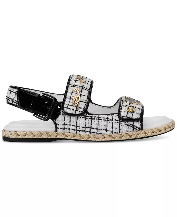 KARL LAGERFELD PARIS Women's Charlay Almond Toe Flat Sandals Women's Fashion Shoes & Accessories