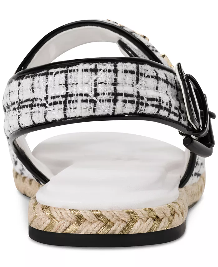 KARL LAGERFELD PARIS Women's Charlay Almond Toe Flat Sandals Women's Fashion Shoes & Accessories