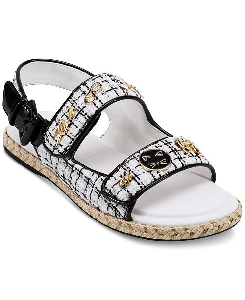 KARL LAGERFELD PARIS Women's Charlay Almond Toe Flat Sandals Women's Fashion Shoes & Accessories
