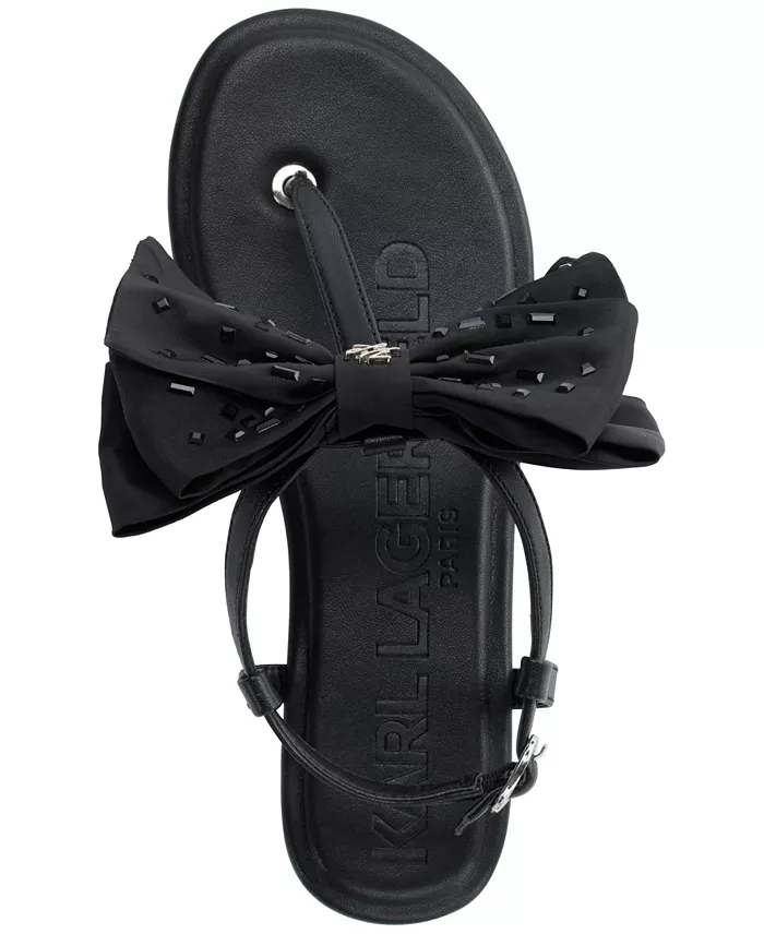 KARL LAGERFELD PARIS Women's Cristi Bow Flat Sandals Women's Fashion Shoes & Accessories