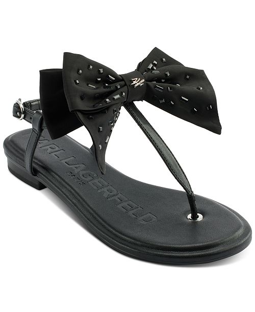 KARL LAGERFELD PARIS Women's Cristi Bow Flat Sandals Women's Fashion Shoes & Accessories