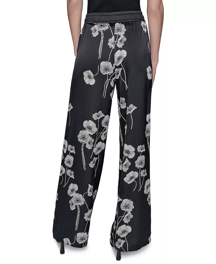 KARL LAGERFELD PARIS Women's Floral-Print Drawstring Pants Women's Fashion Shoes & Accessories