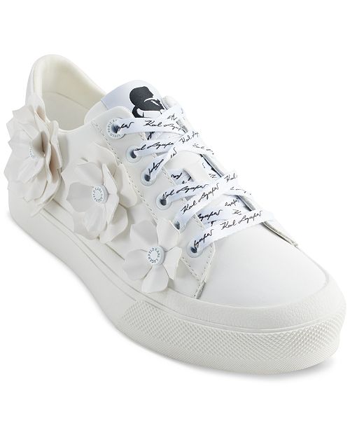 KARL LAGERFELD PARIS Women's Georgia Lace-Up Embellished Sneakers Women's Fashion Shoes & Accessories