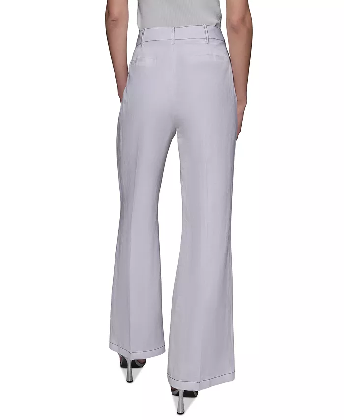 KARL LAGERFELD PARIS Women's Linen-Blend Wide-Leg Sailor Pants Women's Fashion Shoes & Accessories