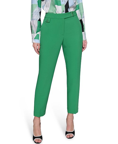 KARL LAGERFELD PARIS Women's Mid-Rise Straight-Leg Pants Women's Fashion Shoes & Accessories