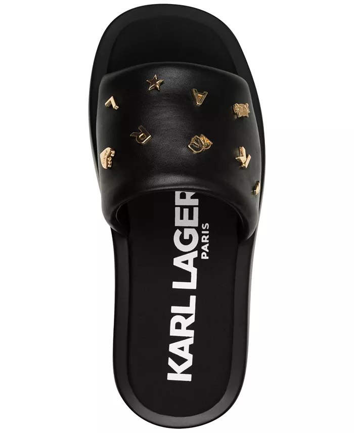 KARL LAGERFELD PARIS Women's Opal Studded Sandals Women's Fashion Shoes & Accessories