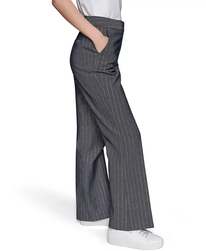 KARL LAGERFELD PARIS Women's Pinstriped Flare-Leg Pants Women's Fashion Shoes & Accessories
