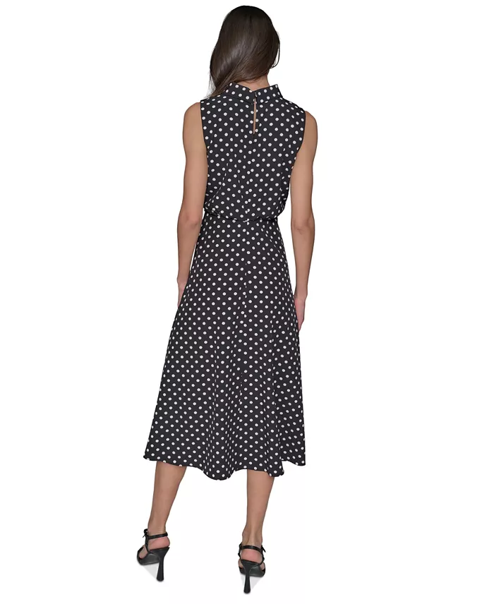KARL LAGERFELD PARIS Women's Printed Mock-Neck Midi Dress Women's Fashion Shoes & Accessories