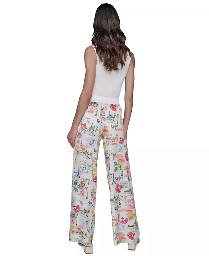 KARL LAGERFELD PARIS Women's Printed Pull-On Pants Women's Fashion Shoes & Accessories