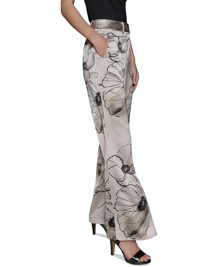 KARL LAGERFELD PARIS Women's Printed Satin Pants Women's Fashion Shoes & Accessories