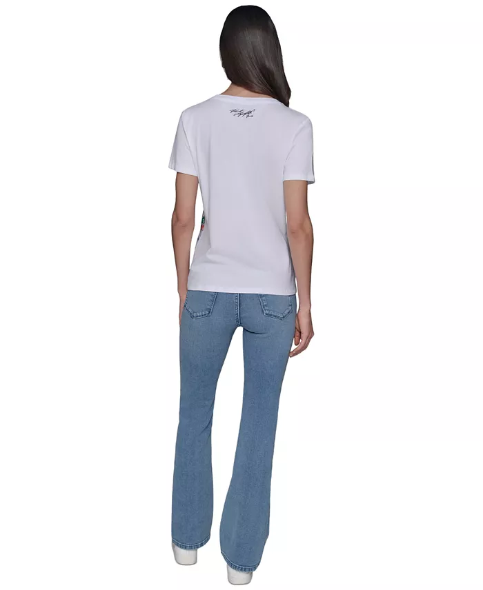 KARL LAGERFELD PARIS Women's Sailing Choupette Graphic T-Shirt Women's Fashion Shoes & Accessories