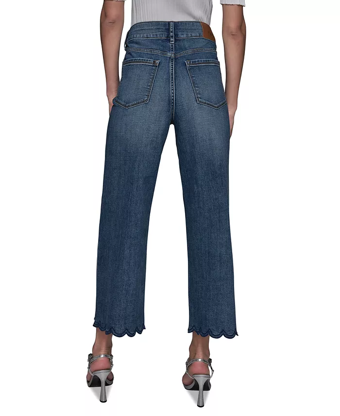 KARL LAGERFELD PARIS Women's Scallop-Edge Cropped Jeans Women's Fashion Shoes & Accessories