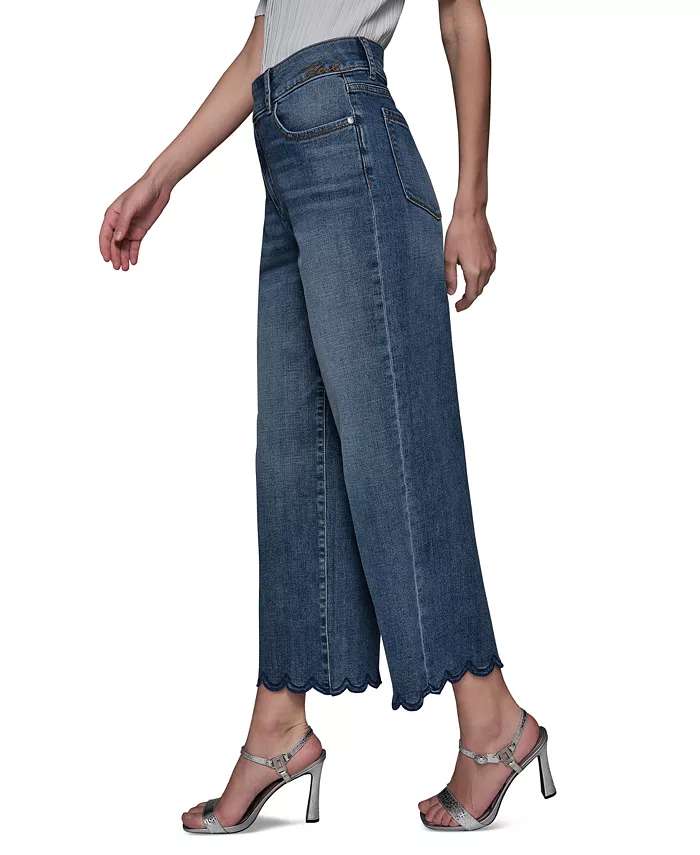 KARL LAGERFELD PARIS Women's Scallop-Edge Cropped Jeans Women's Fashion Shoes & Accessories