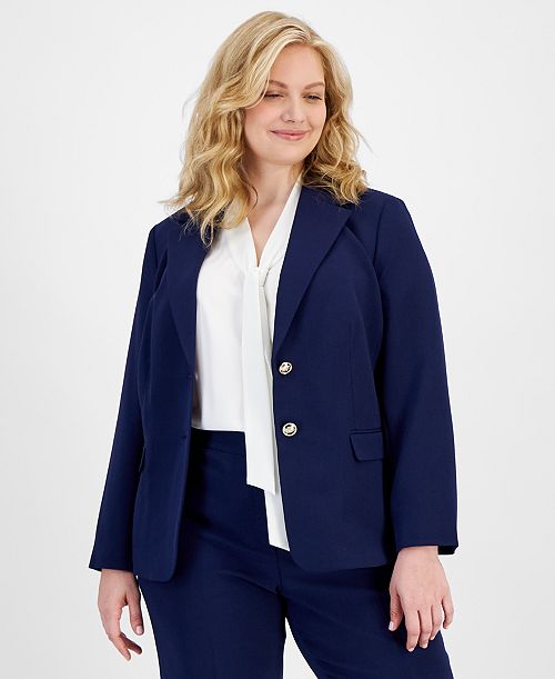 Kasper Plus Size Two-Button Blazer Women's Fashion Shoes & Accessories
