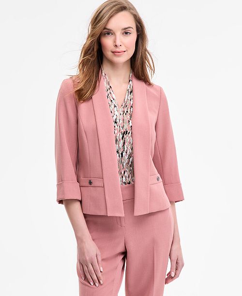 Kasper Women's 3/4-Sleeve Shawl-Collar Blazer Regular & Petite Women's Fashion Shoes & Accessories
