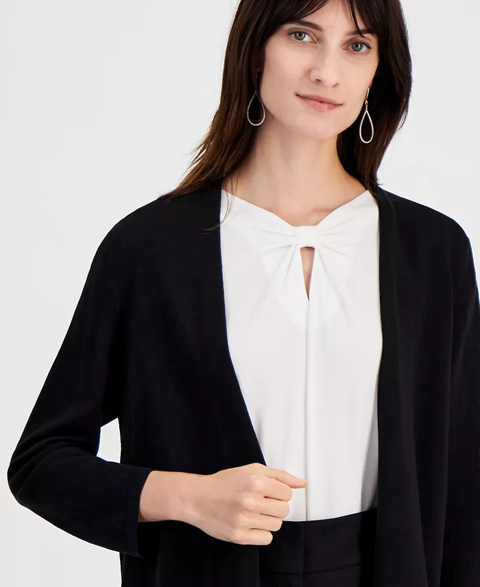 Kasper Women's Long Sleeve Cardigan Sweater Regular & Petite Women's Fashion Shoes & Accessories