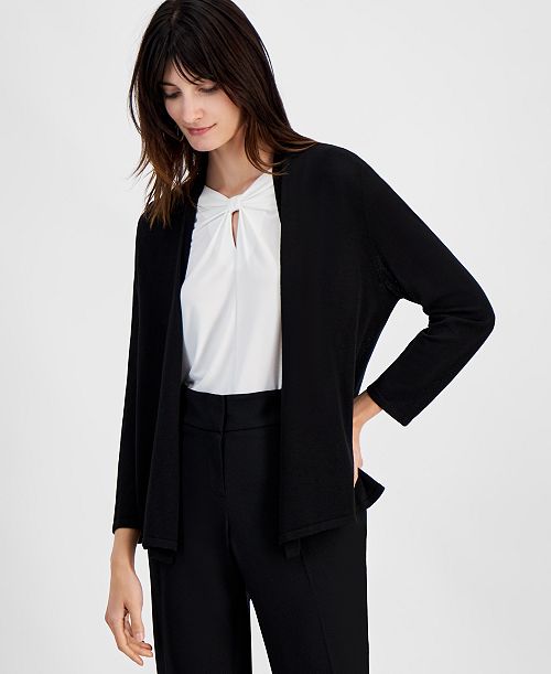 Kasper Women's Long Sleeve Cardigan Sweater Regular & Petite Women's Fashion Shoes & Accessories