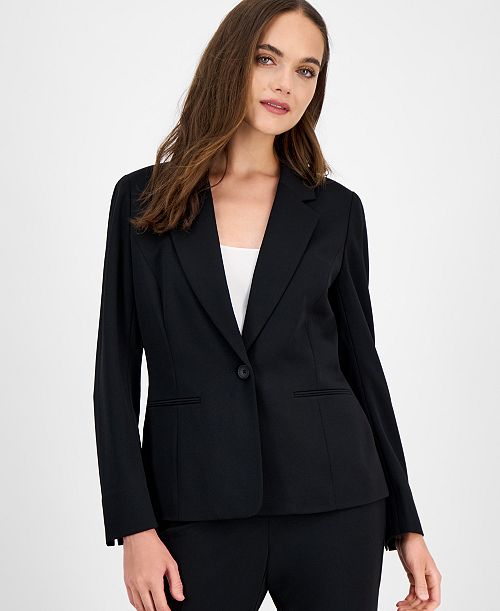 Kasper Women's Notch-Collar One-Button Blazer Women's Fashion Shoes & Accessories
