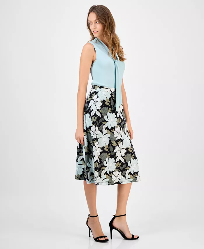 Kasper Women's Printed Pull-On Midi Skirt Women's Fashion Shoes & Accessories
