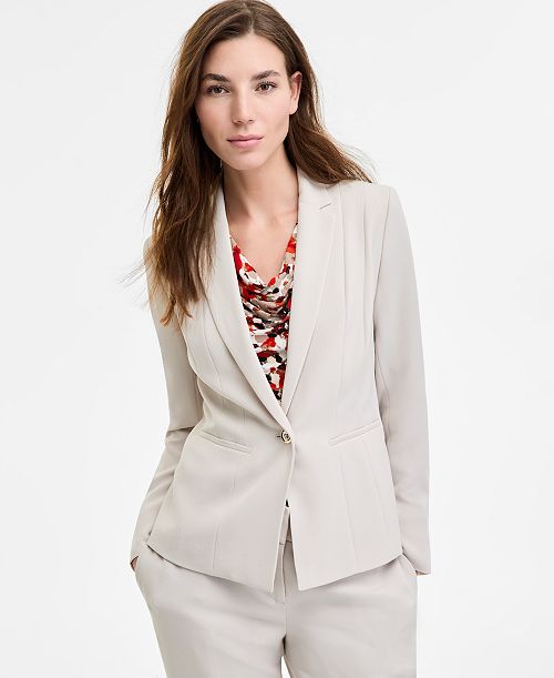 Kasper Women's Seamed One-Button Blazer Regular & Petite Women's Fashion Shoes & Accessories
