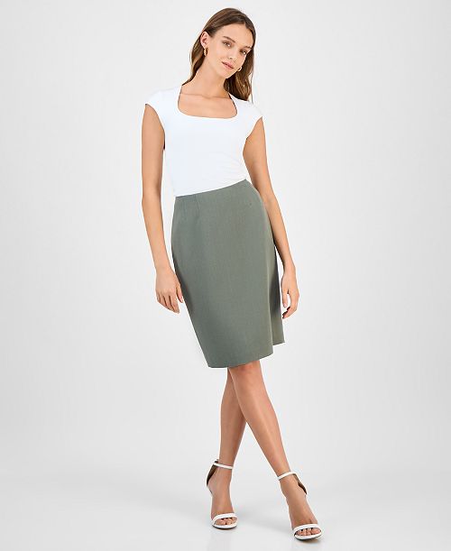 Kasper Women's Stretch-Crepe Slim Pencil Skirt Women's Fashion Shoes & Accessories