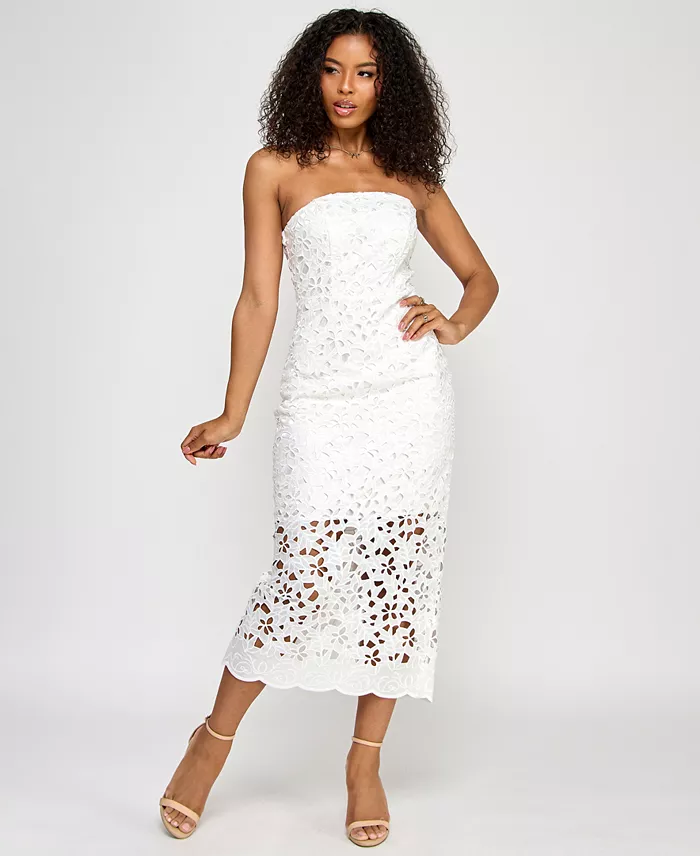 KATIA RAE Juniors' Lace Eyelet Midi Dress Juniors'