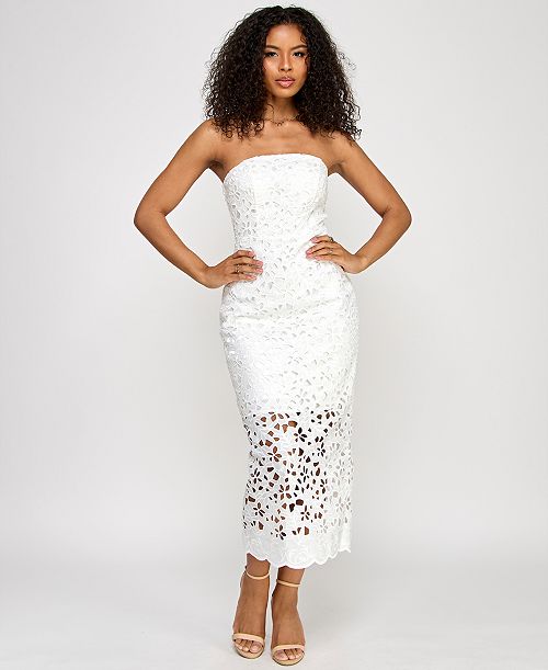 KATIA RAE Juniors' Lace Eyelet Midi Dress Juniors'