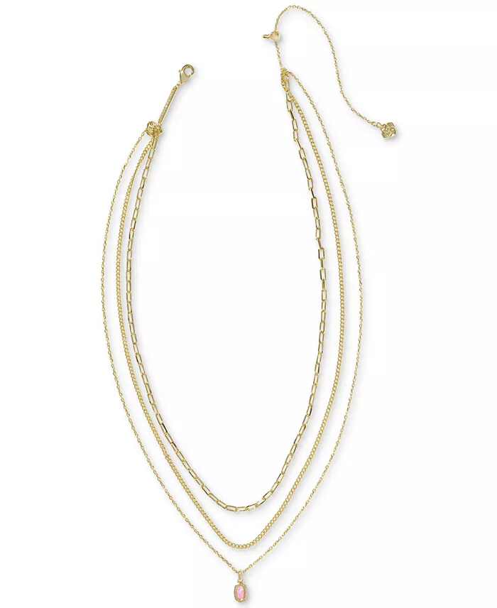 Kendra Scott 14k Gold-Plated Kyocera Opal Layered Pendant Necklace 14" + 4" Extender Jewelry & Watches
