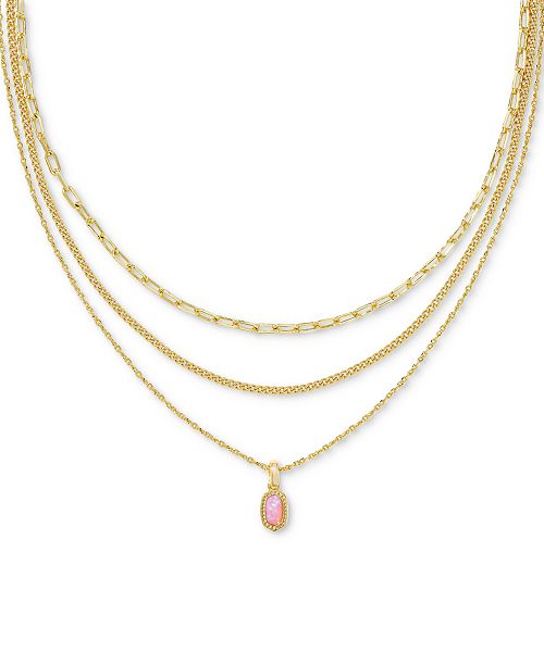 Kendra Scott 14k Gold-Plated Kyocera Opal Layered Pendant Necklace 14" + 4" extender Jewelry & Watches