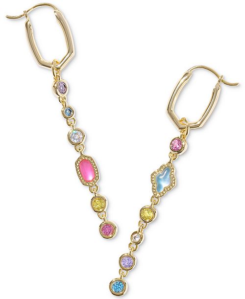 Kendra Scott 14k Gold-Plated Mixed Stone Mismatch Charm Huggie Hoop Earrings Jewelry & Watches