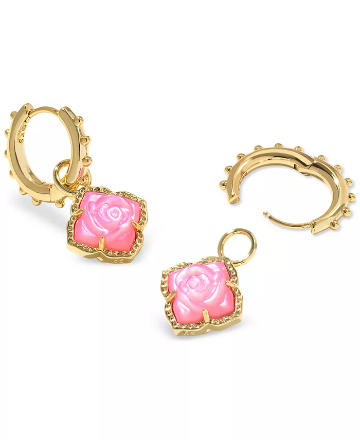 Kendra Scott 14k Gold-Plated Removable Rose Charm Huggie Hoop Earrings Jewelry & Watches