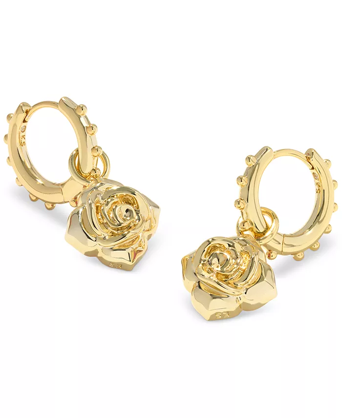 Kendra Scott 14k Gold-Plated Removable Rose Charm Huggie Hoop Earrings Jewelry & Watches