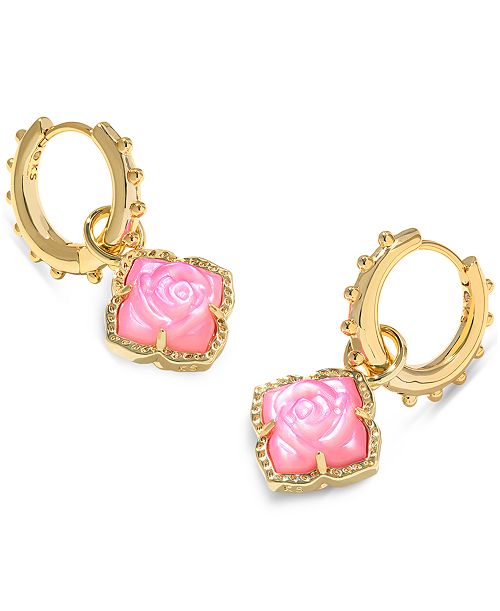 Kendra Scott 14k Gold-Plated Removable Rose Charm Huggie Hoop Earrings Jewelry & Watches