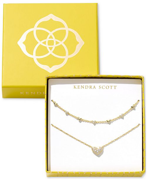 Kendra Scott 2-Pc. Set Pavé Heart 19" Necklaces Jewelry & Watches