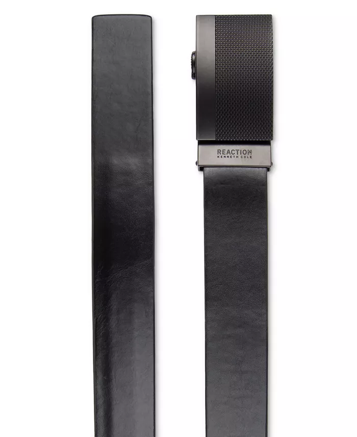 Kenneth Cole Reaction Men’s Exact System Track Lock Plaque Buckle Belt Men's Fashion & Accessories