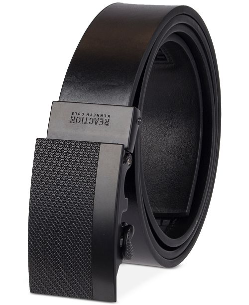 Kenneth Cole Reaction Men’s Exact System Track Lock Plaque Buckle Belt Men's Fashion & Accessories