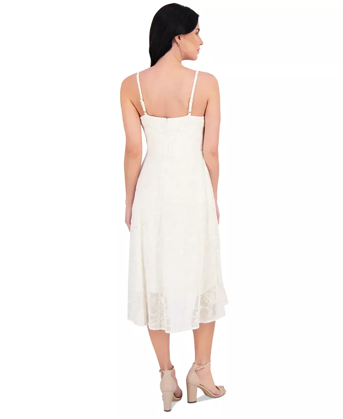 Kensie Women's Ruffled Lace High-Low Midi Dress Women's Fashion Shoes & Accessories