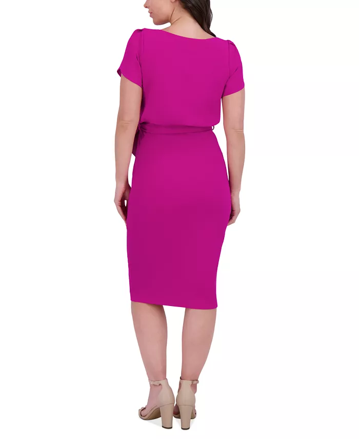 Kensie Women's Tulip-Sleeve Tie-Waist Sheath Dress Women's Fashion Shoes & Accessories
