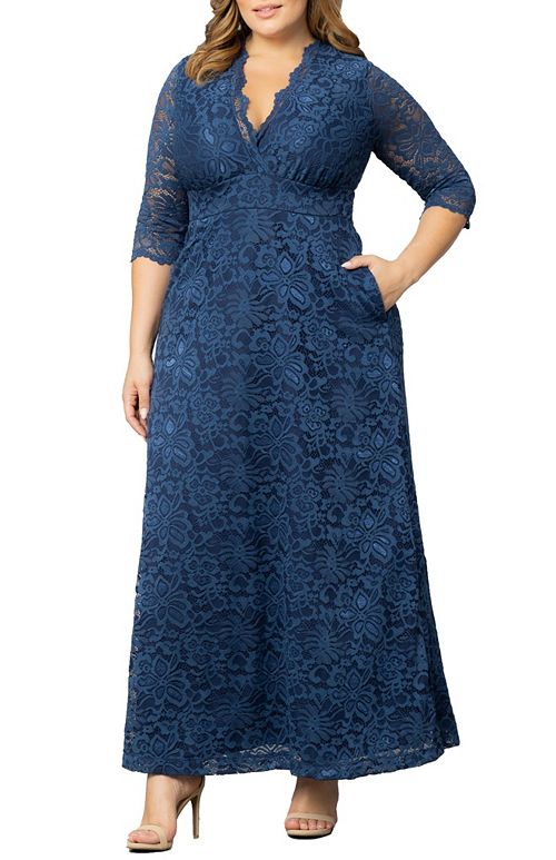 Kiyonna Plus Size Maria Lace Evening Gown Women's Fashion Shoes & Accessories