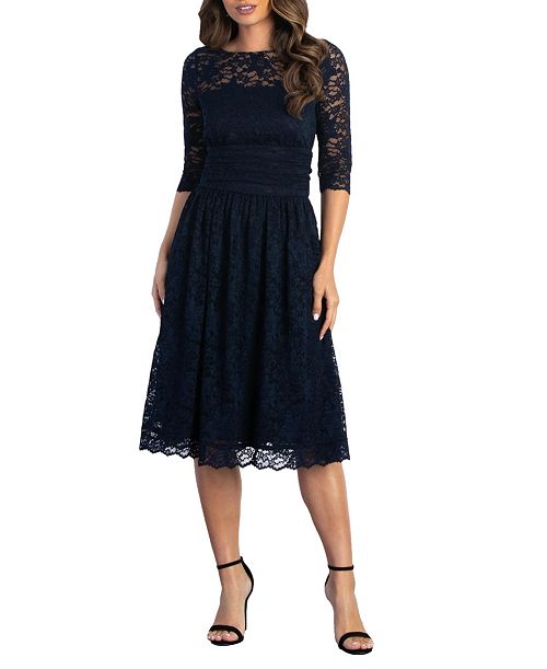 Kiyonna Women's Luna Lace Cocktail Midi Dress Women's Fashion Shoes & Accessories