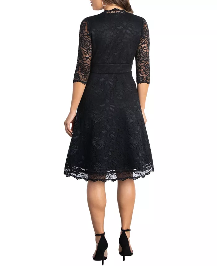 Kiyonna Women's Mademoiselle Lace Cocktail Dress With Sleeves Women's Fashion Shoes & Accessories