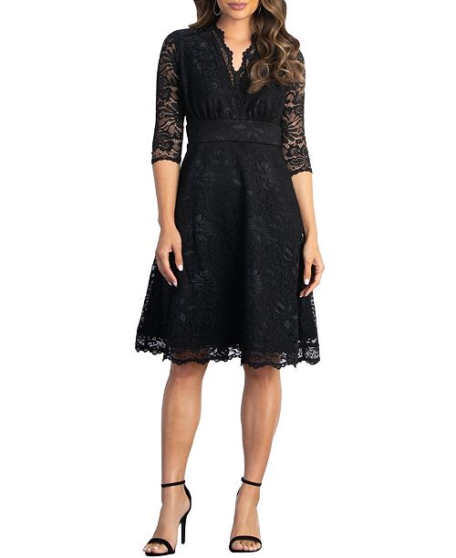 Kiyonna Women's Mademoiselle Lace Cocktail Dress with Sleeves Women's Fashion Shoes & Accessories