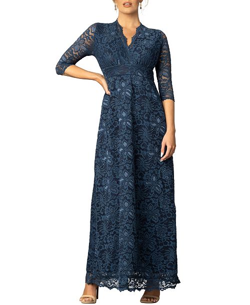 Kiyonna Women's Maria Lace A-Line Evening Gown With Pockets Women's Fashion Shoes & Accessories