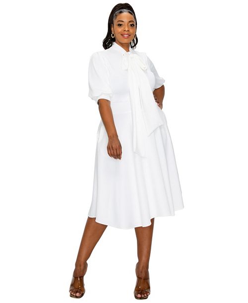 L I V D Women's Plus Size Carina Donna Flare Dress w/ Pockets Women's Fashion Shoes & Accessories